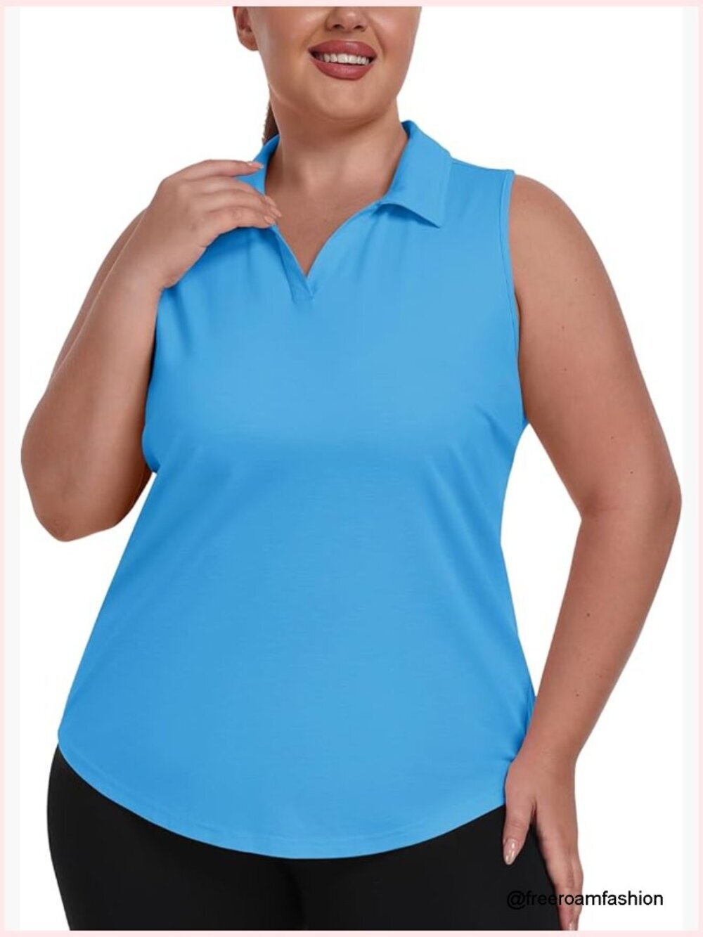 Women's Plus Size Sleeveless V-Neck Golf Polo Shirt Racerback Pickleball Tennis